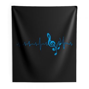 Musical Notes Heartbeat Indoor Wall Tapestry