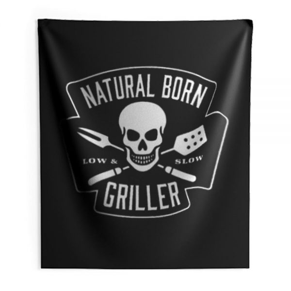 Natural Born Skull Griller Low And Slow Indoor Wall Tapestry
