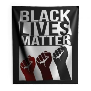 No Justice No Peace Black Lives Matter 3 Fist Indoor Wall Tapestry