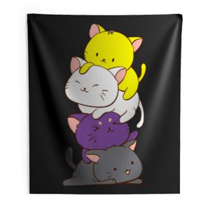 Nonbinary Gender and Genderqueer Cat Lovers Indoor Wall Tapestry