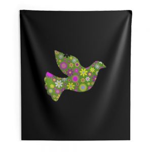 Peace Floral Bird Flower Peace Symbol Indoor Wall Tapestry