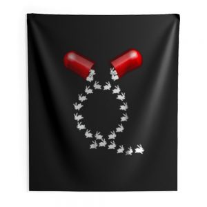 Qanon Follow The White Rabbit Red Pill The Q Anon Pilled Indoor Wall Tapestry