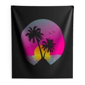 Retro 80s Neon Summer Beach Sunset Indoor Wall Tapestry
