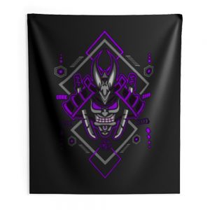 Samurai with Geometric Elements Indoor Wall Tapestry