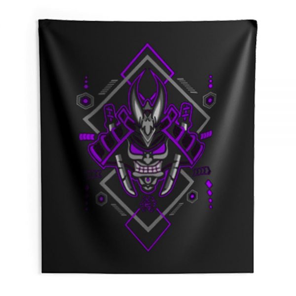 Samurai with Geometric Elements Indoor Wall Tapestry
