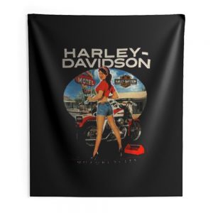 Sexy Girl Harley Davidson Indoor Wall Tapestry