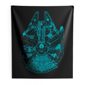 Star Wars Millennium Falcon Blue Outline Indoor Wall Tapestry