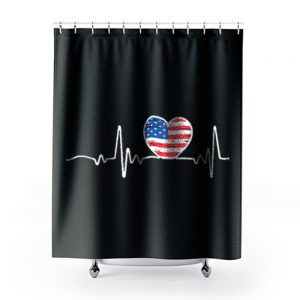 USA Flag Heart 4th Of July Shower Curtains