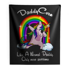 Unicorn Daddy And Rainbow Indoor Wall Tapestry