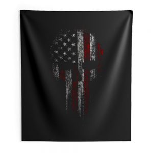 Usa American Military Skull Indoor Wall Tapestry