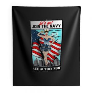 Usa Navy Pinup Sexy Lets Go Join Indoor Wall Tapestry