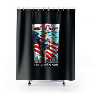 Usa Navy Pinup Sexy Lets Go Join Shower Curtains