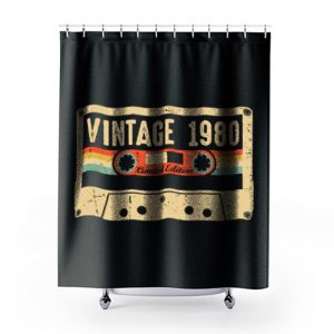 Vintage 1980 Made in 1980 40th birthday Gift Retro Cassette Shower Curtains