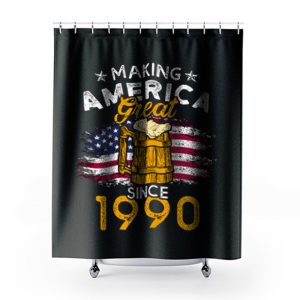 Vintage Beer 1990 Making America Great Since 1990 Beer Lover Shower Curtains