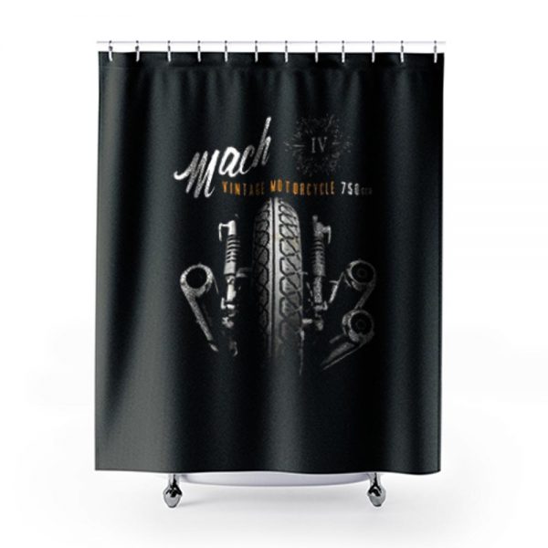 Vintage Motorcycle Black Mach 4 Shower Curtains