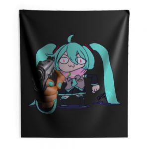 Watch Out Miku Gun Indoor Wall Tapestry