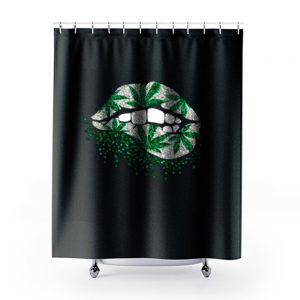 Weed Lips Cannabis Shower Curtains