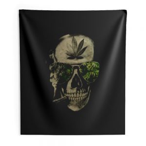 Weed Marijuana Skull Smoking Indoor Wall Tapestry