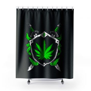 Weed Shield Cannabis Pot Funny Design 2020 gift top Shower Curtains