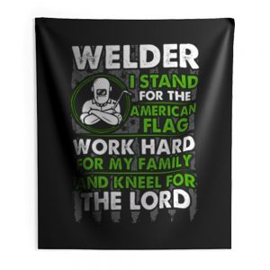 Welder I Stand For American Flag Indoor Wall Tapestry