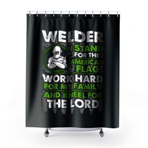 Welder I Stand For American Flag Shower Curtains