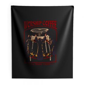 Worship Coffee Indoor Wall Tapestry