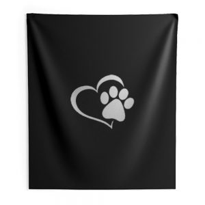 heart and Paw Dog Indoor Wall Tapestry