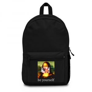 Be yourself Mona Lisa Funny Art Parody Monalisa Backpack Bag