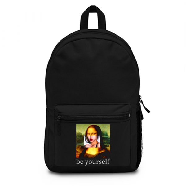 Be yourself Mona Lisa Funny Art Parody Monalisa Backpack Bag