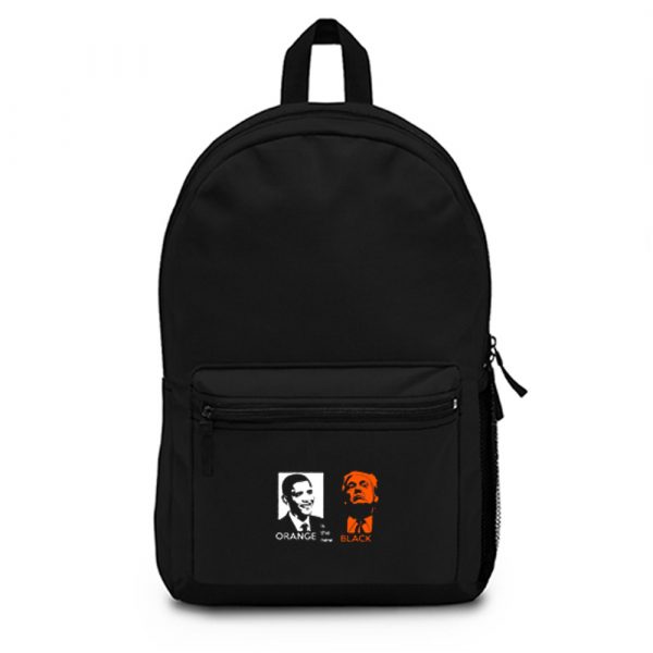 Black Orange Obama And Trump Backpack Bag