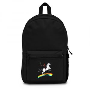 Deadpool Riding a Unicorn on a Rainbow Backpack Bag