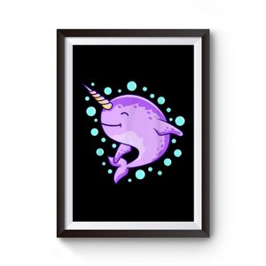 Cute Unicorn Rainbow Colorful Narwhale Animals Fish Narwhal Premium Matte Poster