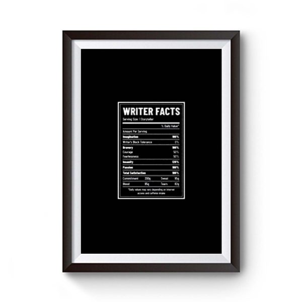 Writer Nutrition Facts Premium Matte Poster